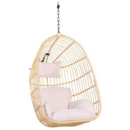Beliani Hanging Chair With Stand Casoli Pe Rattan Natural - thumbnail 6