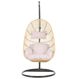 Beliani Hanging Chair With Stand Casoli Pe Rattan Natural - thumbnail 4