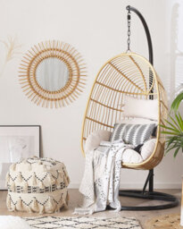 Beliani Hanging Chair With Stand Casoli Pe Rattan Natural - thumbnail 2