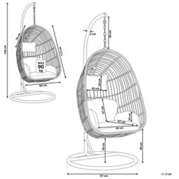 Beliani Hanging Chair With Stand Casoli Pe Rattan Natural - thumbnail 3