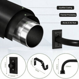 Oxford Homeware Satin Matte Black Effect Blackout Curtain Rod Extendable Pole With Metal Curved Finials,(L)1600mm-3000mm (Dia)28mm - thumbnail 3
