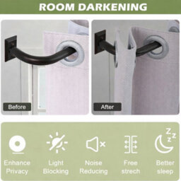 Oxford Homeware Satin Matte Black Effect Blackout Curtain Rod Extendable Pole With Metal Curved Finials,(L)1600mm-3000mm (Dia)28mm - thumbnail 8