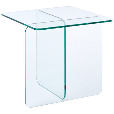 Wyld And Coco Lumina Living Side Table - Tempered Glass, Transparent, 46 X 50 Cm, Minimalist Square Design - image 1