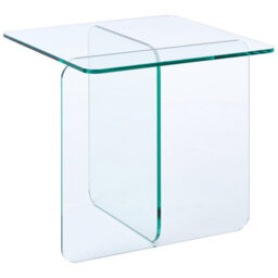 Wyld And Coco Lumina Living Side Table - Tempered Glass, Transparent, 46 X 50 Cm, Minimalist Square Design - thumbnail 1