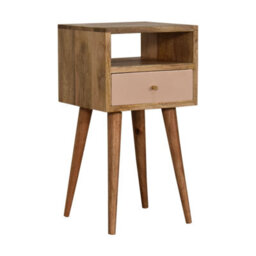 Wyld Haus Sainte Marie Mini Bedside Table With Blush Hand-Painted Drawer And Open Shelf - thumbnail 4