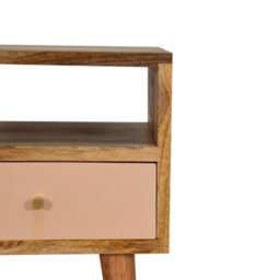 Wyld Haus Sainte Marie Mini Bedside Table With Blush Hand-Painted Drawer And Open Shelf - thumbnail 6