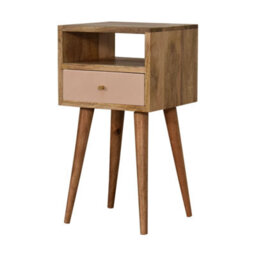 Wyld Haus Sainte Marie Mini Bedside Table With Blush Hand-Painted Drawer And Open Shelf - thumbnail 3
