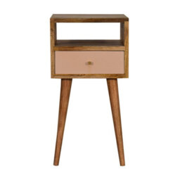 Wyld Haus Sainte Marie Mini Bedside Table With Blush Hand-Painted Drawer And Open Shelf - thumbnail 2