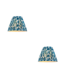 Loops Set Of 2 Elegant Handcrafted Tapered Lamp Shades In Marlin Blue Fabric - thumbnail 1