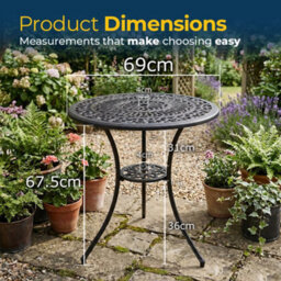 Homeology Positano Black Garden And Patio Cast Aluminium Bistro Table - thumbnail 9