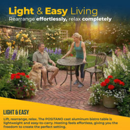 Homeology Positano Black Garden And Patio Cast Aluminium Bistro Table - thumbnail 7