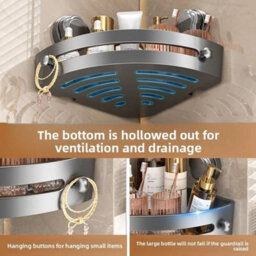 Bathroom Wall Corner Shelf-Rack Shower Shelf No Drill Suction Storage Organizer - thumbnail 5
