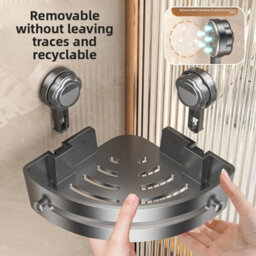 Bathroom Wall Corner Shelf-Rack Shower Shelf No Drill Suction Storage Organizer - thumbnail 4