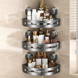 Bathroom Wall Corner Shelf-Rack Shower Shelf No Drill Suction Storage Organizer - thumbnail 3