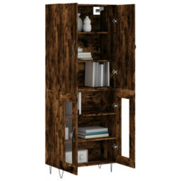 Berkfield Elegant Highboard Smoked Oak 69.5X34X180 Cm Engineered Wood - thumbnail 3