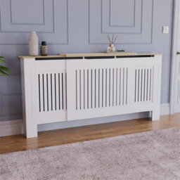 Adjustable - 830X1400- 2040X190 mm Designs Arlington White Modern Radiator Cover Wood Mdf Cabinet Grill - thumbnail 2