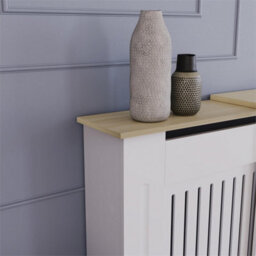 Adjustable - 830X1400- 2040X190 mm Designs Arlington White Modern Radiator Cover Wood Mdf Cabinet Grill - thumbnail 3