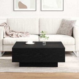 Berkfield Black Oak Coffee Table - 80X80X31 Cm Made Of Engineered Wood - thumbnail 4