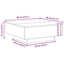 Berkfield Black Oak Coffee Table - 80X80X31 Cm Made Of Engineered Wood - thumbnail 6