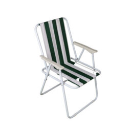 Samuel Alexander 6 X Foldable Garden Chairs Fixed Position Garden Chairs With White Frame And White / Green Striped Fabric - thumbnail 2