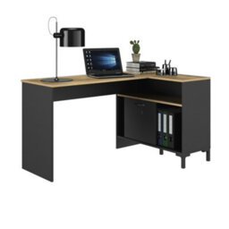 Diagone Oak & Black Corner Desk - thumbnail 2