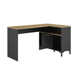 Diagone Oak & Black Corner Desk - thumbnail 4