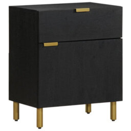 Berkfield Bedside Cabinet Black 50X33X60 Cm Engineered Wood - thumbnail 1