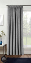 Enhanced Living Grey Velvet, Supersoft, 100% Blackout, Thermal (Single) Door Curtain With Tape Top - 66 X 84 Inch (168X214Cm) - thumbnail 1