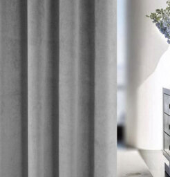 Enhanced Living Grey Velvet, Supersoft, 100% Blackout, Thermal (Single) Door Curtain With Tape Top - 66 X 84 Inch (168X214Cm) - thumbnail 3