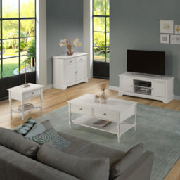 Seconique Stratford 2 Drawer Coffee Table White Shabby Chic - thumbnail 8