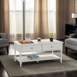 Seconique Stratford 2 Drawer Coffee Table White Shabby Chic - thumbnail 4