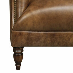 Xample Harrington Vintage Brown Leather Armchair, Waxed Aniline, Hand-Tied Buttoning, Antique Walnut Legs, Fsc Timber Frame - thumbnail 5