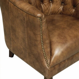 Xample Harrington Vintage Brown Leather Armchair, Waxed Aniline, Hand-Tied Buttoning, Antique Walnut Legs, Fsc Timber Frame - thumbnail 6
