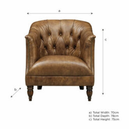 Xample Harrington Vintage Brown Leather Armchair, Waxed Aniline, Hand-Tied Buttoning, Antique Walnut Legs, Fsc Timber Frame - thumbnail 2