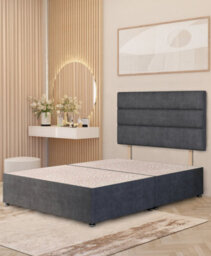 Somnior Beds Somnior Chambery Plush Velvet 6Ft Super King Divan Bed Base With Upholstered Headboard Charcoal - thumbnail 2