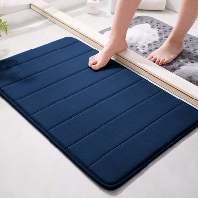 Ameha 40 X 60 Cm Navy Foam Mat Extra Soft & Comfortable Non Slip Bathroom Small Mat Washable Super Absorbent Bath Mats - image 1