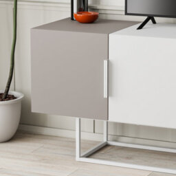 Decortie Tontini Modern Tv Unit Multimedia Centre Mocha Grey White With Storage Tv Cabinet 140Cm - thumbnail 6