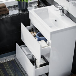 Nes Home Hardie 600mm 2 Drawer White Floorstanding Vanity Cabinet And Basin Sink Unit - thumbnail 6