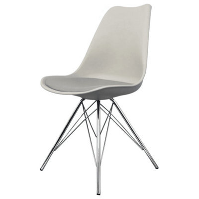 Fusion Living Soho Light Grey Plastic Dining Chair With Chrome Metal Legs - image 1