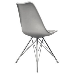 Fusion Living Soho Light Grey Plastic Dining Chair With Chrome Metal Legs - thumbnail 4