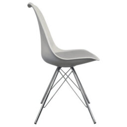 Fusion Living Soho Light Grey Plastic Dining Chair With Chrome Metal Legs - thumbnail 5