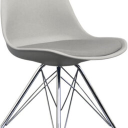 Fusion Living Soho Light Grey Plastic Dining Chair With Chrome Metal Legs - thumbnail 3
