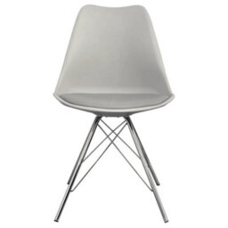 Fusion Living Soho Light Grey Plastic Dining Chair With Chrome Metal Legs - thumbnail 6