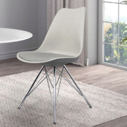 Fusion Living Soho Light Grey Plastic Dining Chair With Chrome Metal Legs - thumbnail 2