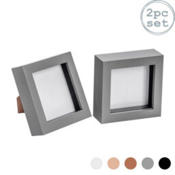 "Nicola Spring 4 X 4"" Photo Frames - Grey - 3D Photo Frame Picture Frame Box Portrait Display Case (12.5 X 12.5Cm) Set Of 2" - thumbnail 1