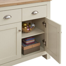 Timber Art Design Lisbon Compact 2 Doors 2 Drawer Sideboard Storage Cabinet Cupboard Cream Oak - thumbnail 7