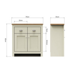 Timber Art Design Lisbon Compact 2 Doors 2 Drawer Sideboard Storage Cabinet Cupboard Cream Oak - thumbnail 3