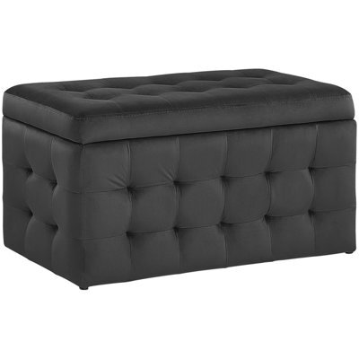 Beliani Storage Ottoman Michigan Velvet Black - image 1