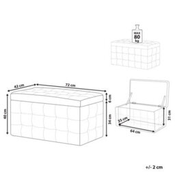 Beliani Storage Ottoman Michigan Velvet Black - thumbnail 3