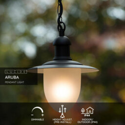 Lucide Aruba Cottage Pendant Light Outdoor - 25Cm - 1Xe27 - Ip44 - Black - Special Offer - thumbnail 2